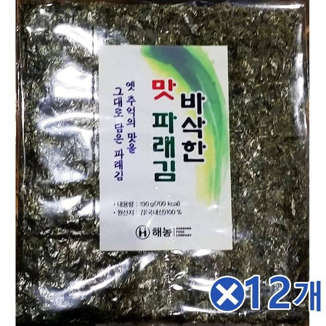 TBZ 해농 파래김 100매 (190g) x12개 밥반찬 건어물