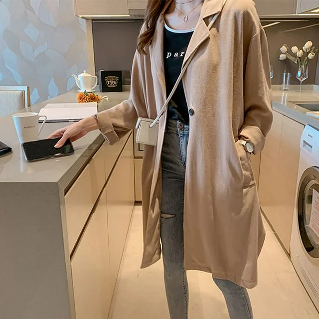 데일리 여성 3컬러 무지 베이직 린넨 자켓