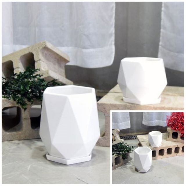 무광 도기화분 다각형 S 13x13cm 사무실화분 실내화분 책상화분 꽃화분