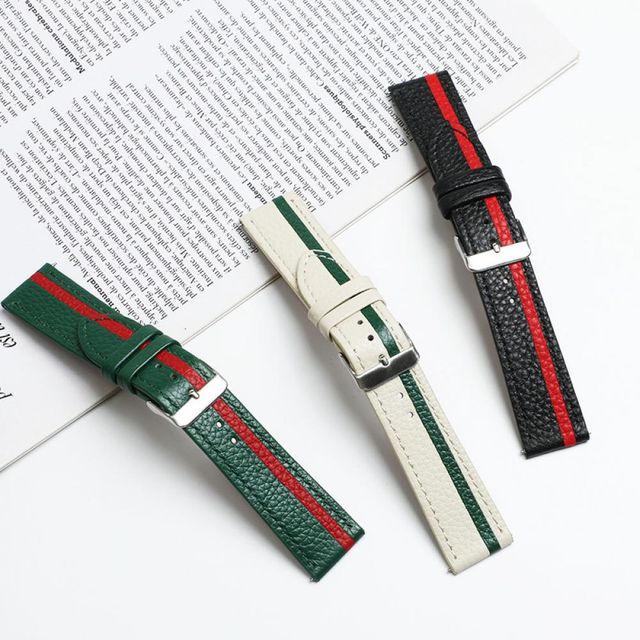 리얼 소가죽밴드 스트랩 시계줄 그린 블랙 화이트 40mm 44mm