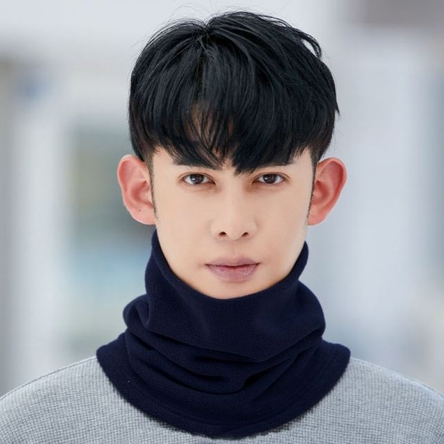 남성 부드럽고 따뜻한 스트랩 내장 비니겸용 넥워머