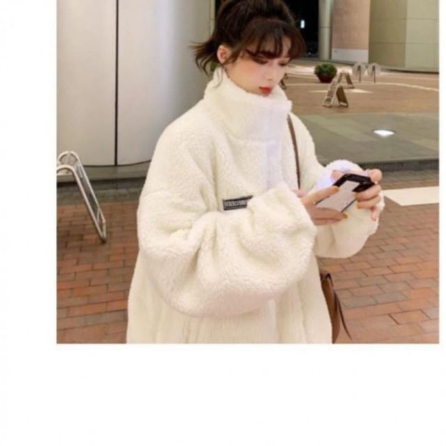 플리스뽀얀 캐주얼 집업아우터 지퍼후드 온기있는 뽀글소재 포근한옷 사랑스러운
