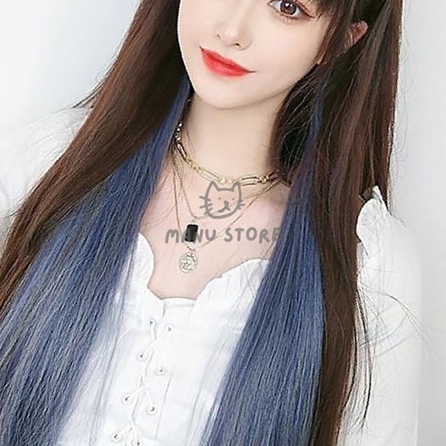 여성가발 볼륨가발 브릿지 헤어피스 5p세트 애쉬블루