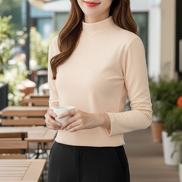 여성 겨울 기모 목폴라 티셔츠 6컬러 베이직