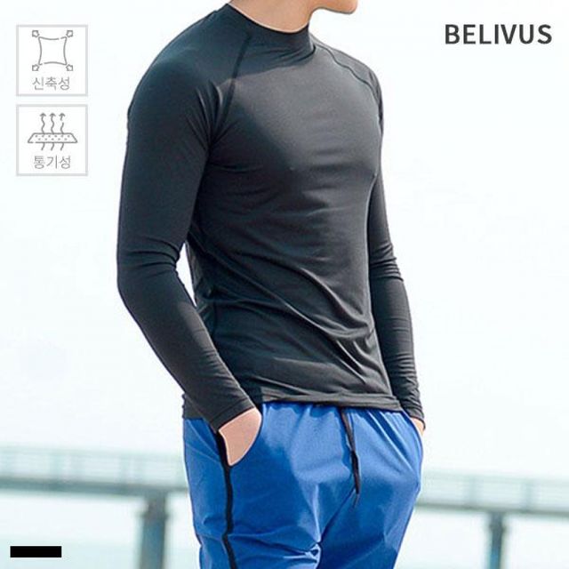 스판 수영복 웨어 비치 쿨링 티셔츠 상의 검정색티셔츠 블랙
