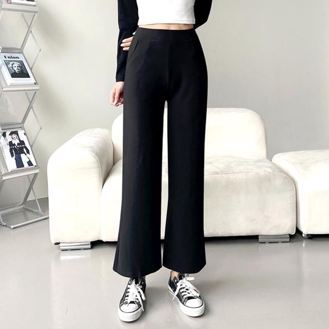 여성용 와이드 일자 스판 팬츠