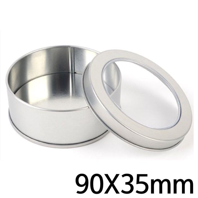 원형 뚜껑 투명창 철제 휴대용 틴케이스 90X35mm 5개
