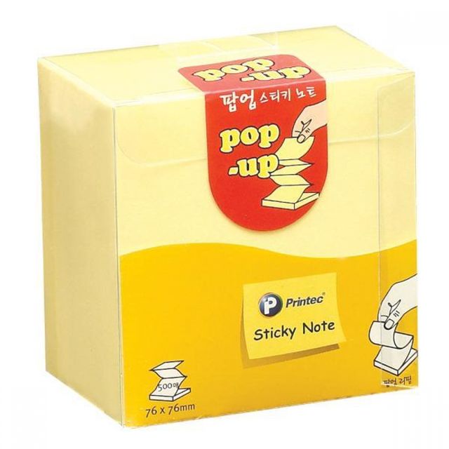 노랑 팝업 리필 점착메모지 오피스팩 메모지 알뜰팩 점착 디스펜서리필 500매
