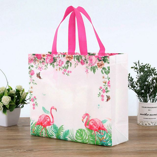 플라밍고부직포백 선물 쇼핑바구니 답례품 32x27cm
