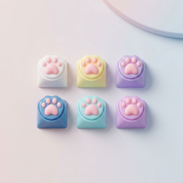 고양이 발바닥 키캡 키보드 LED 키링 클릭커 ASMR 꾸미기