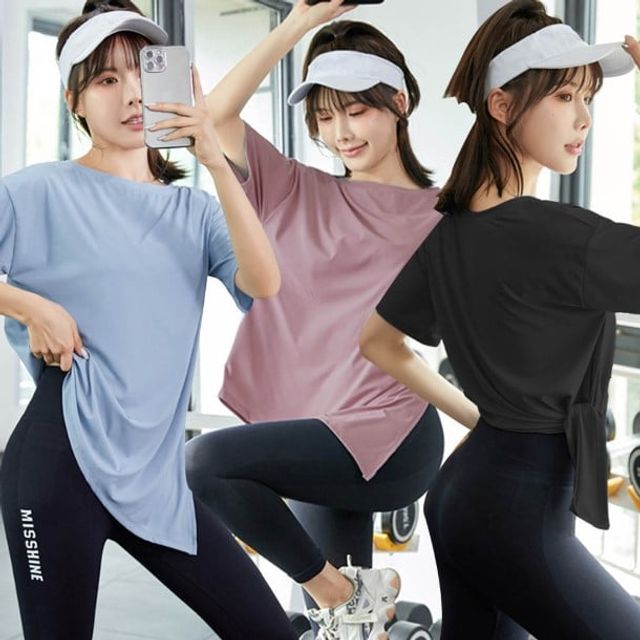 반팔 요가 상의 힙커버 셔츠 필라테스 운동복