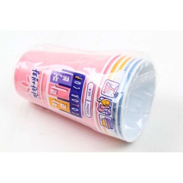 6p 롯데 칼라컵 플라스틱 일회용컵 물컵 커피컵 자판기컵 세트