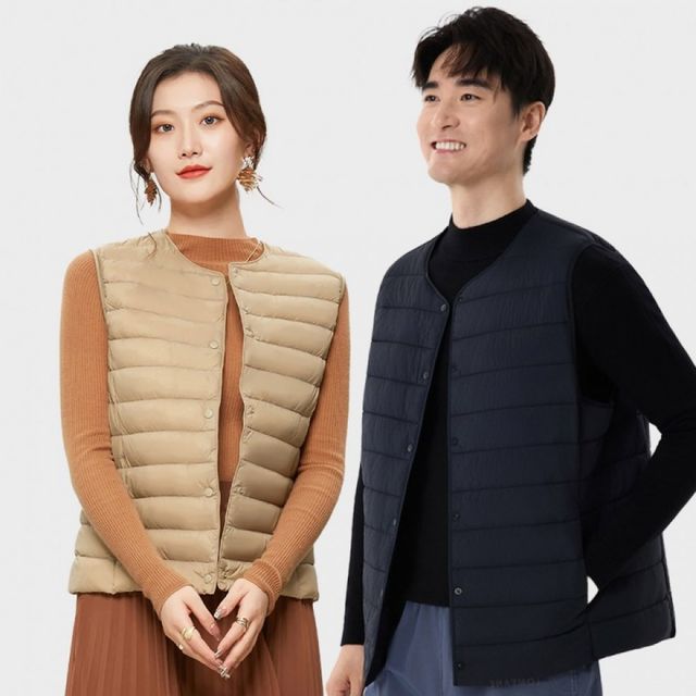 유넥 경량 패딩조끼 남녀공용 겨울 레이어드 보온 조끼 방풍 바람막이