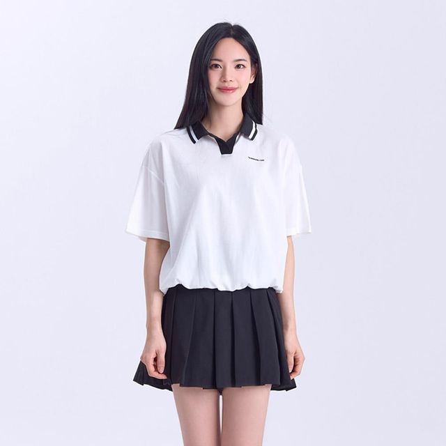 여성 오버핏 긴팔티셔츠, 카라 여자티 신상 편안한 반넥