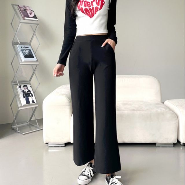 캐주얼 통팬츠 일자바지 여름 와이드 슬랙스 허리밴딩
