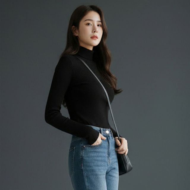 4컬러 캐시미어 혼방 하프넥 데일리 목폴라 니트티