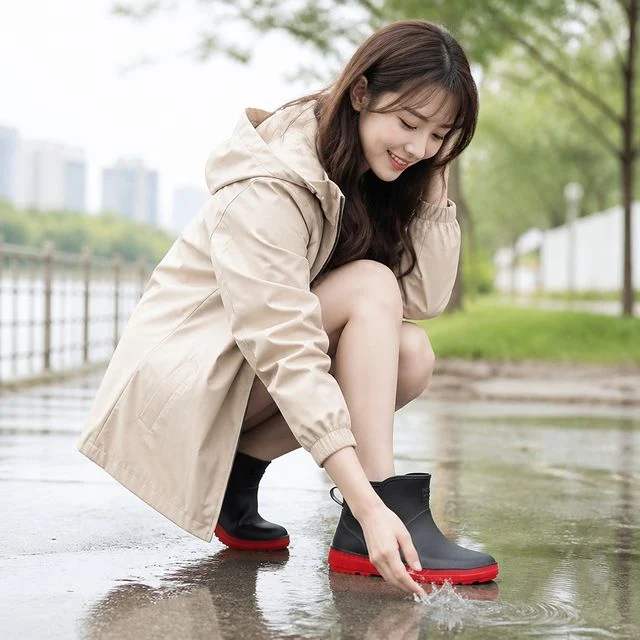 클로이 여성 레인부츠 숏부츠 방수 발목 장화 미들워커 장마철 출근룩