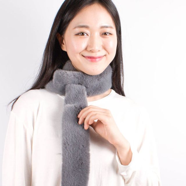 솔리드글랜 퍼 머플러 여성 커플 쁘띠 털 겨울 목도리