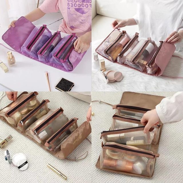 탈부착 4포켓 화장품파우치 접이식 메이크업파우치