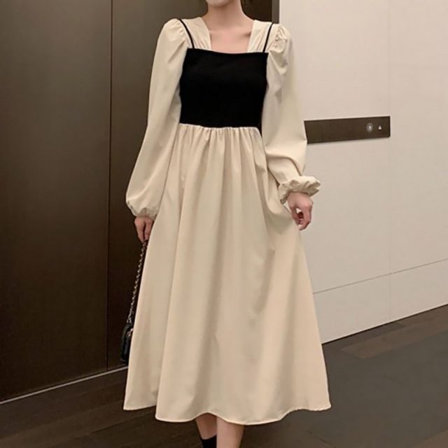 A라인원피스 롱 A라인 화이트 화이트원피스 긴팔 원피
