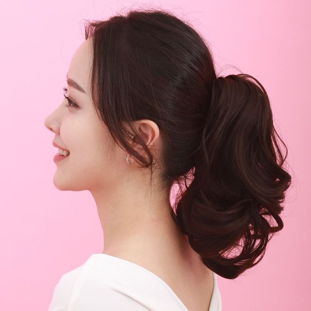 집게핀 웨이브 묶음머리가발 가발 포니테일 숏세팅