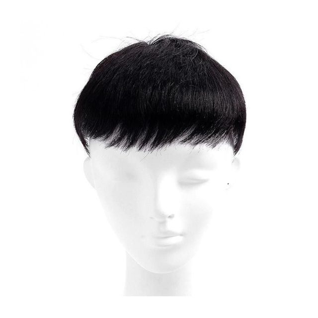 남자 정수리가발 17cm 중형 블랙