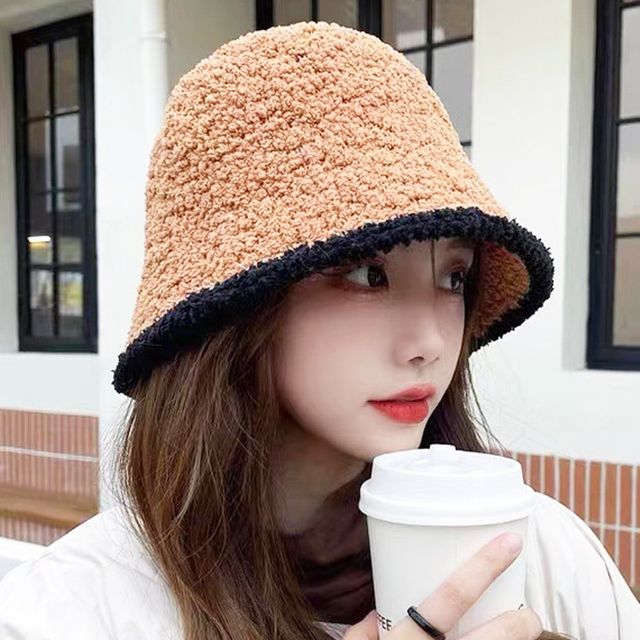 여성 데일리 여행 캠핑 패션 니트 벙거지 모자 베이지