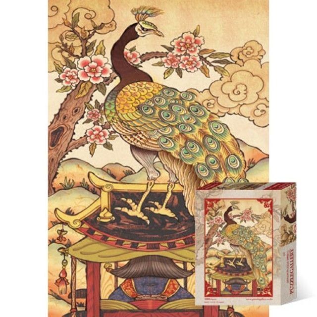 공작새 직소 퍼즐 동양화 풍경 취미 그림 명화 조각퍼즐 1000조각