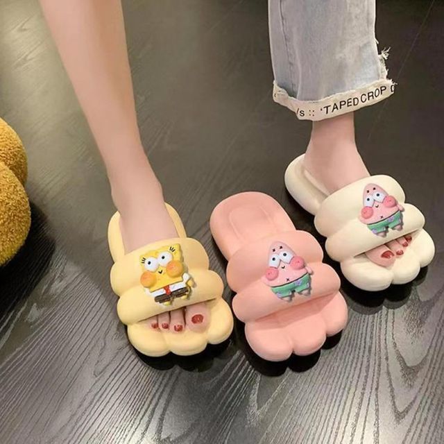 뚱카롱슬리퍼가벼운 슬리퍼 컴포트 층간소음 사무실 조이라인거실화l 리본 슬리퍼 고급 욕실 덧신 실내화