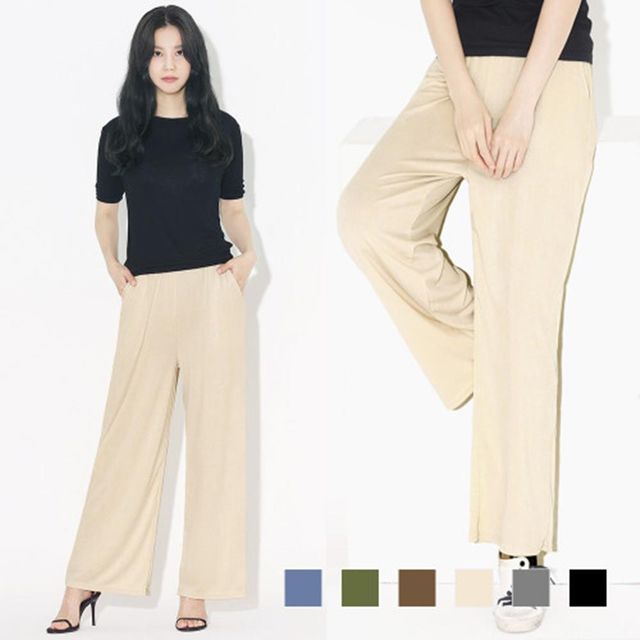 빅사이즈 긴바지 코디 여자바지 면 밴딩바지 배기