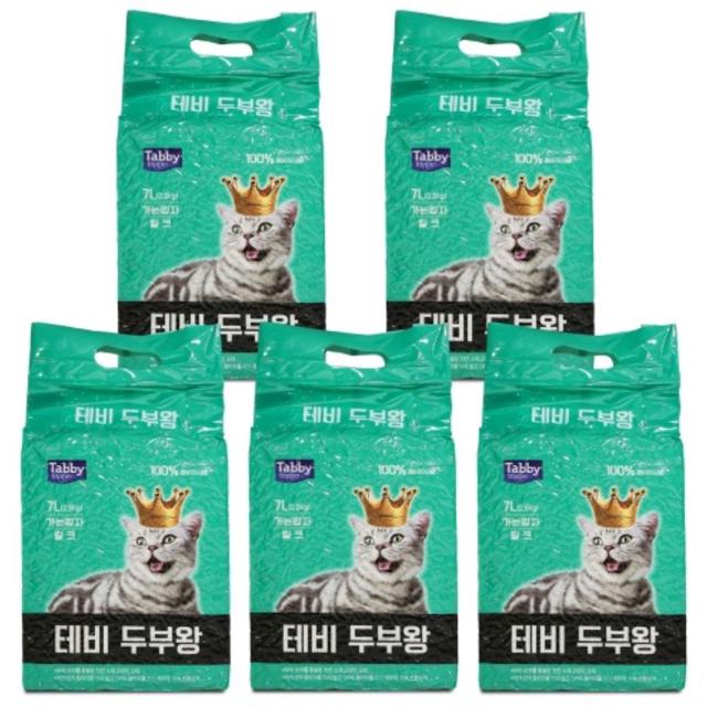 테비 두부왕 두부모래 가는입자 밀크 7L 5개입