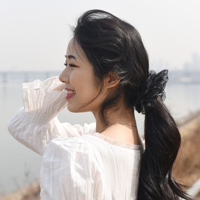 쉬폰 글로시 도트 곱창 헤어슈슈 스크런치 3Colors