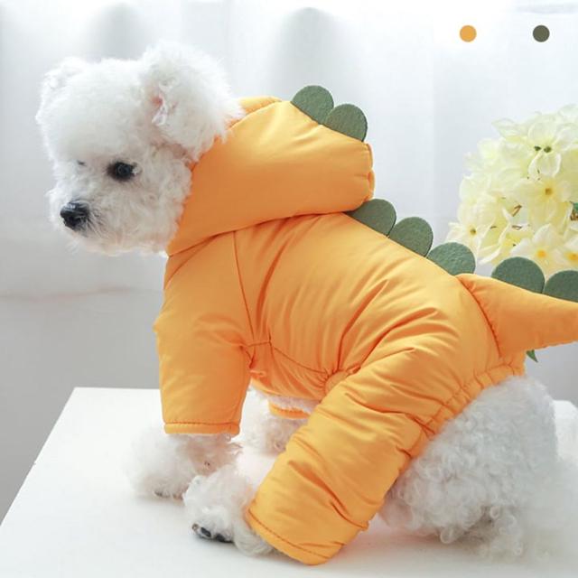 강아지 아기공룡 겨울 패딩 - 애견 올인원 방한복