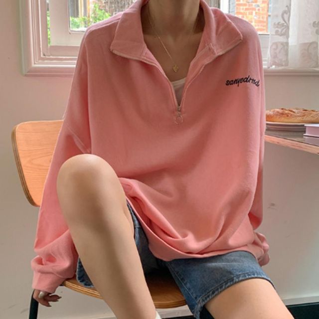 티셔츠 겨울 아노락 레터링 기모맨투맨 루즈핏 카라 후리스 하이넥 오버핏기모맨투맨