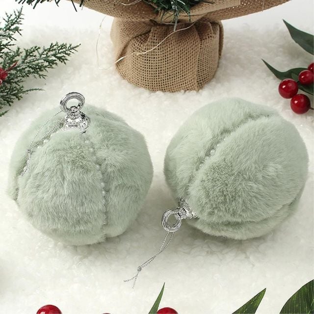 그린 장식볼 2p 10cm 진주폼폼이