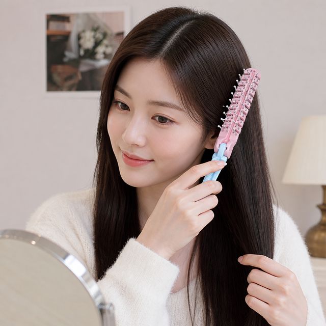 접는 빗 휴대용 헤어 브러시 여행용 미용 소품 가방