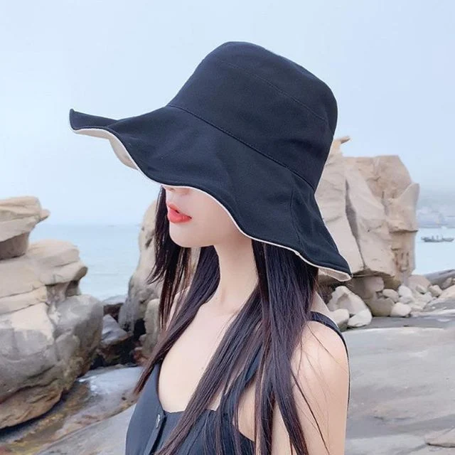 여름 패션 와이드 왕골모자