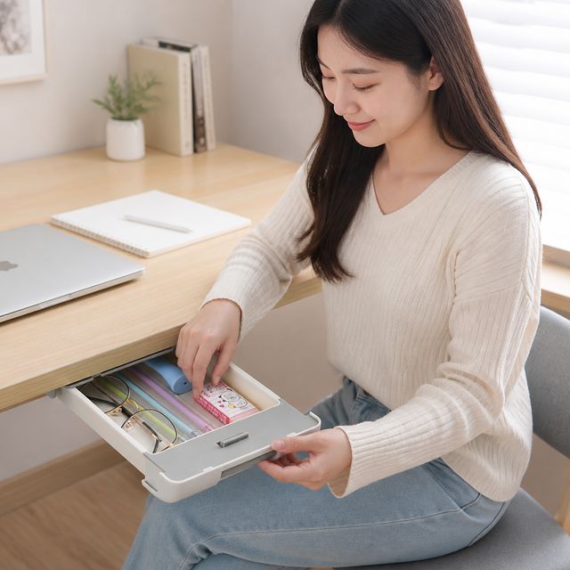 틈새 수납함 책상 밑 부착식 정리함 미니 서랍 데스크 사무실 정리