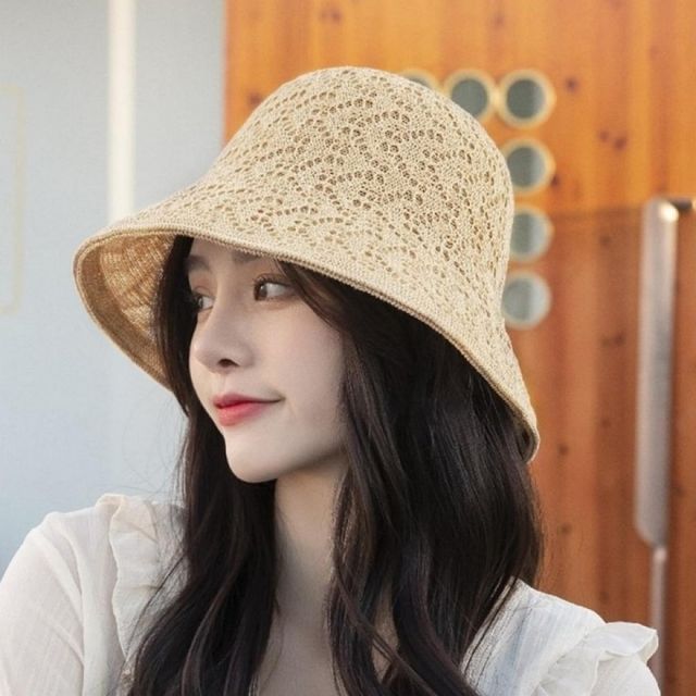 여성 라피아햇 버킷햇 바캉스 모자 여름 휴가용 챙 넓은 모자