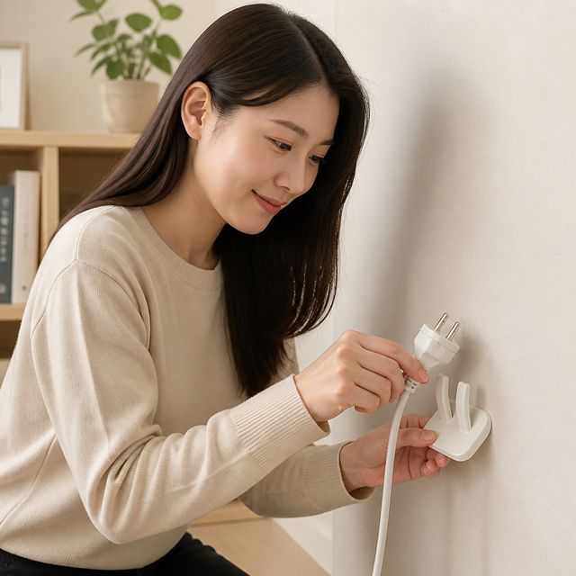 부착형 콘센트 정리 홀더 케이블 거치대 플러그 용품 수납 소품걸이