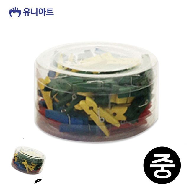 엽서걸이 POP집게 칼라 나무집게 중 통