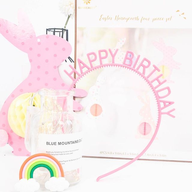 생일파티 PVC 핑크 머리띠 귀여운 파티용품 5개