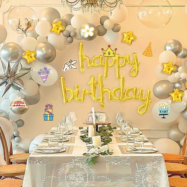 은박 3D별 풍선세트 생일파티 축하 펌프포함