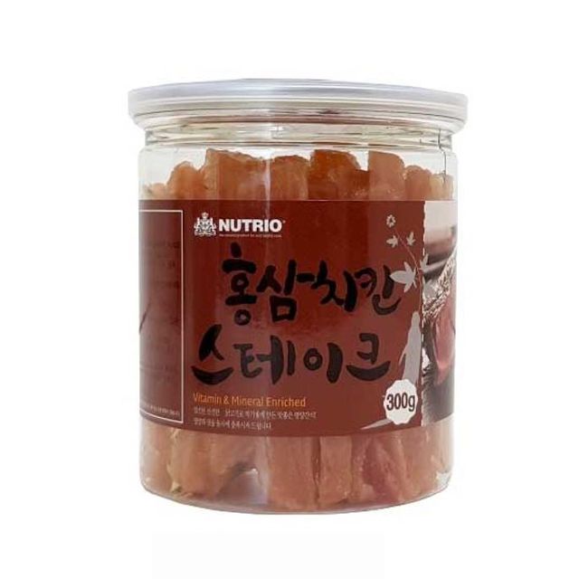 애견간식 뉴트리오 홍삼치킨 스테이크 300g 6통 1타