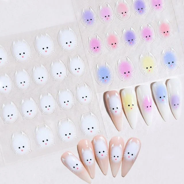 네일아트 귀욤 냥이 고양이 얼굴 표정 네일스티커 2종