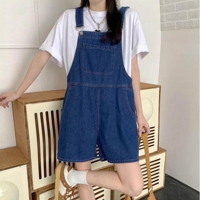 여성 데님 진청 점프수트 멜빵바지 캐주얼 오버롤 롱 팬츠 스타일링