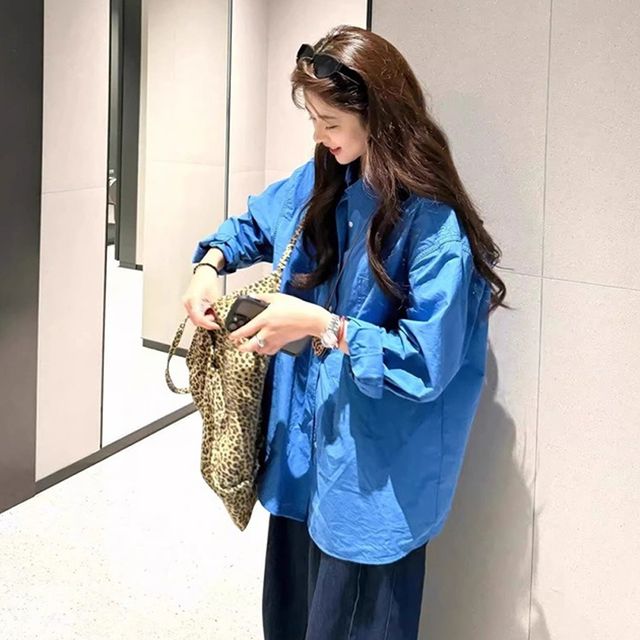 블루남방 여성셔츠 여성블라우스 오버핏셔츠 와이 블라우스 롱티 예쁜
