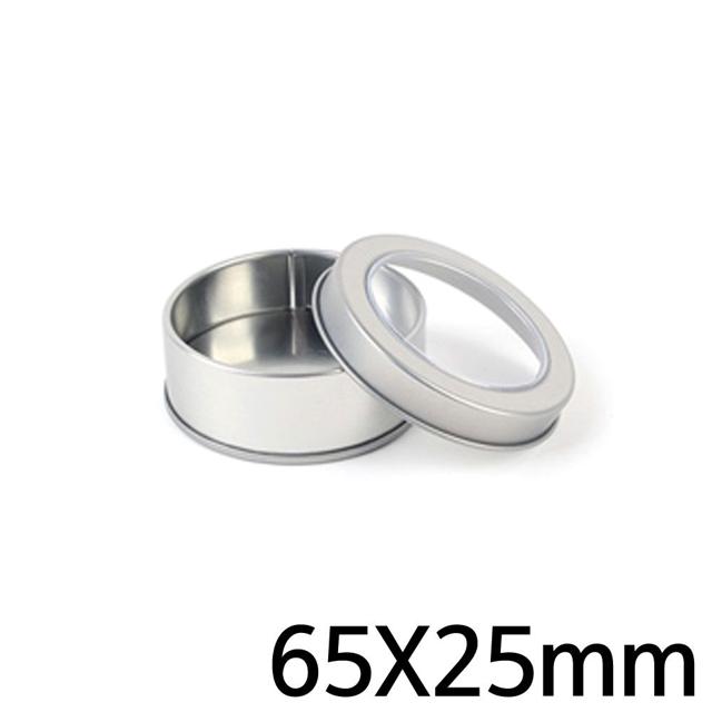 원형 뚜껑 투명창 철제 휴대용 틴케이스 65X25mm 5개