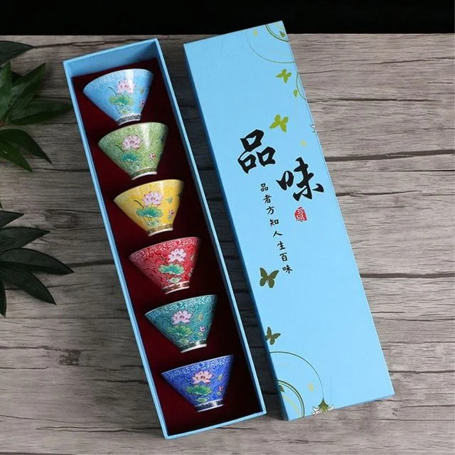 레트로 플라워 다기찻잔 6p세트 70ml 연꽃