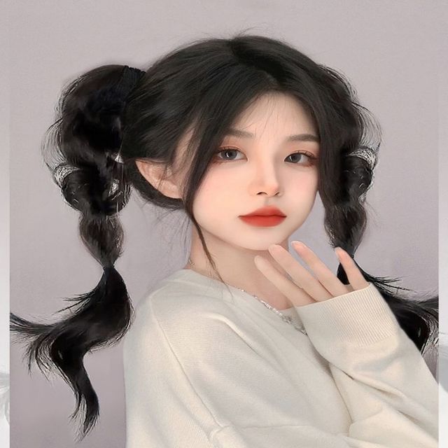 샤벳 댕기 머리 밴드 부분가발 귀여운 땋은머리가발